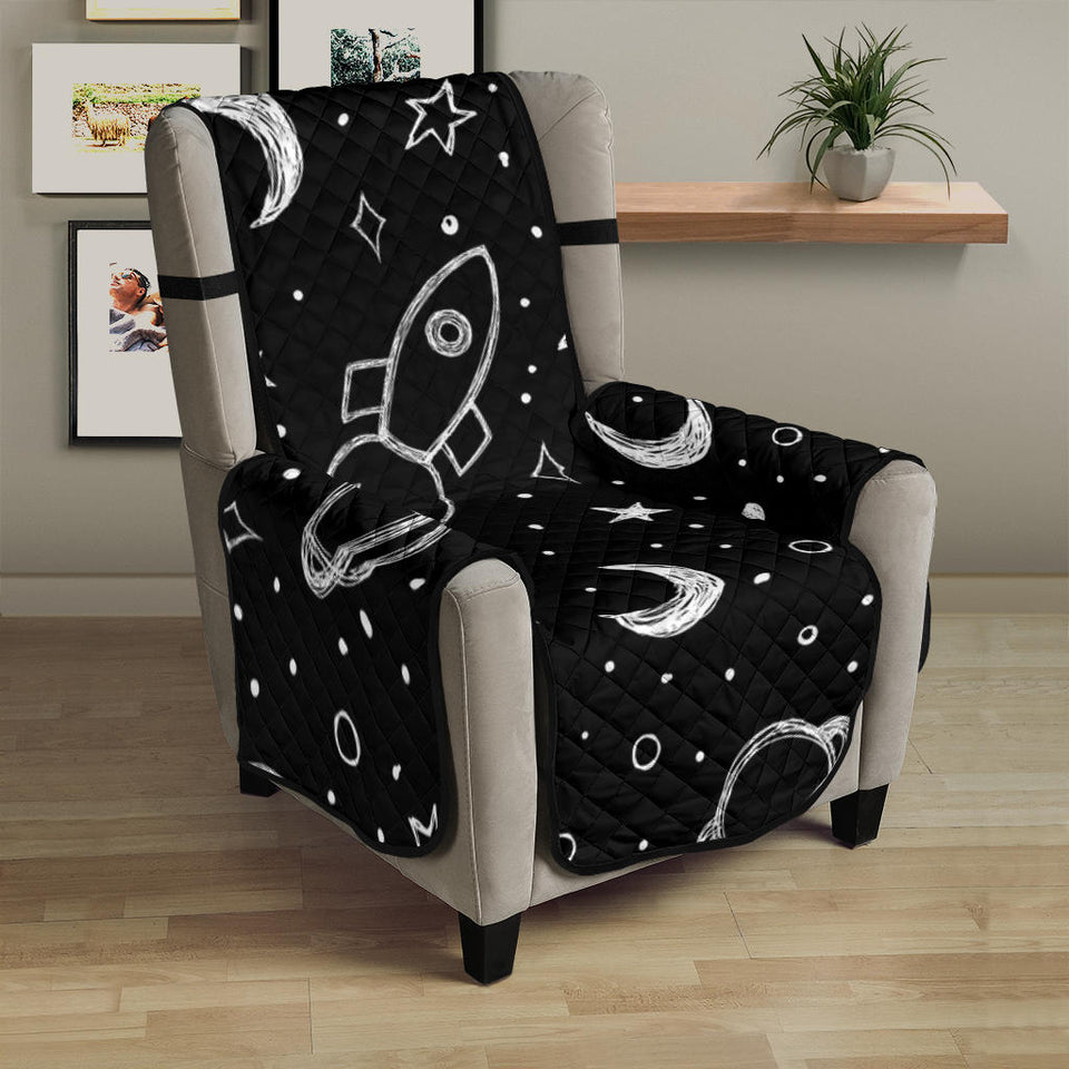 Hand drawn space rocket star planet Chair Cover Protector