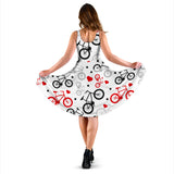 Bicycle Pattern Print Design 04 Sleeveless Midi Dress
