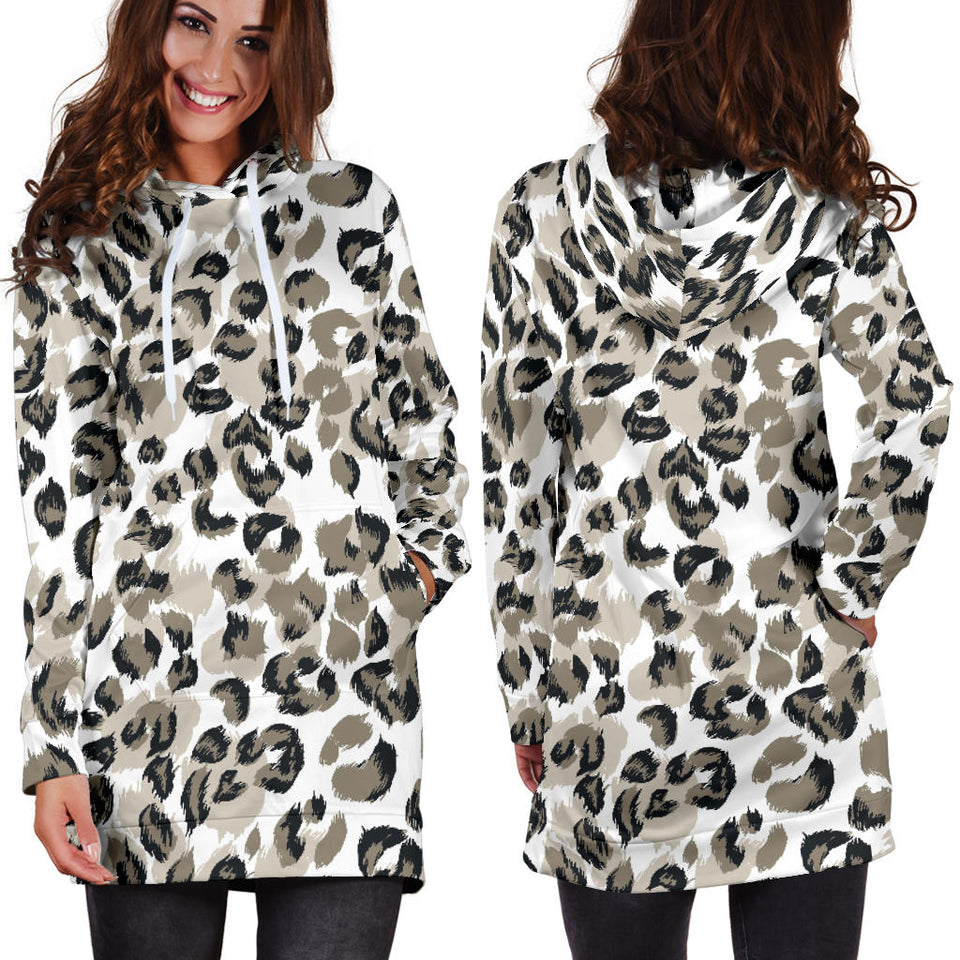 Leopard Skin Print Pattern Women'S Hoodie Dress