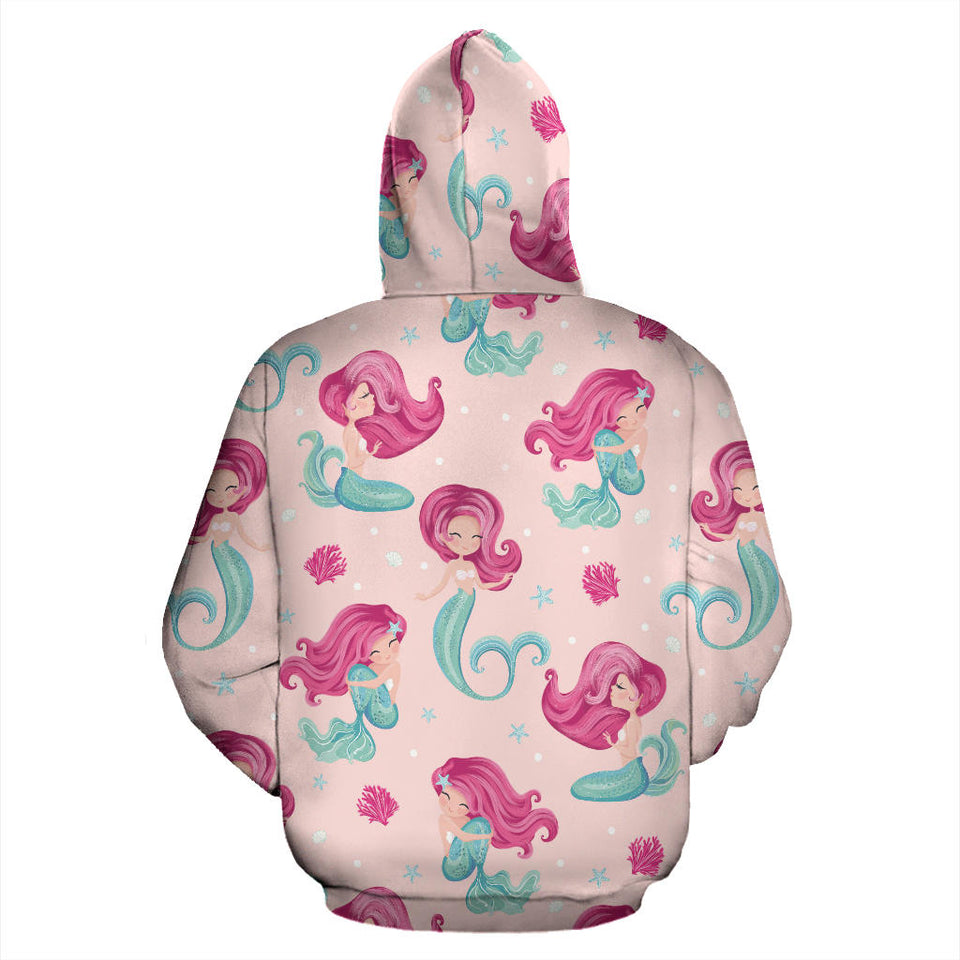 Cute Little Mermaid Pattern Men Women Pullover Hoodie