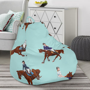 Horses Running Horses Rider Pattern Bean Bag Cover