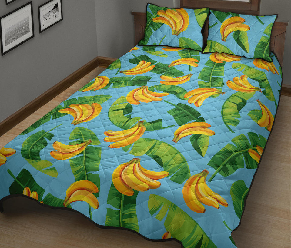 banana leaves banana design pattern Quilt Bed Set
