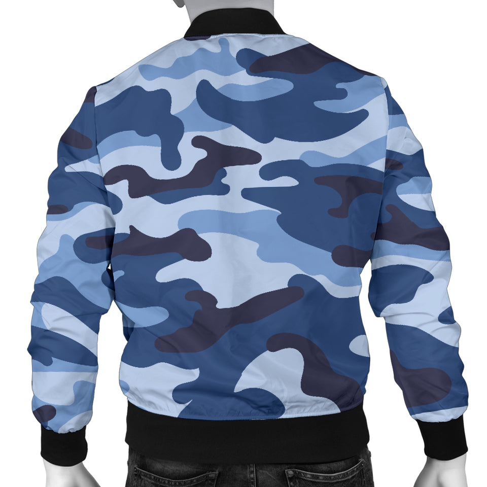 Blue Camo Camouflage Pattern Men'S Bomber Jacket
