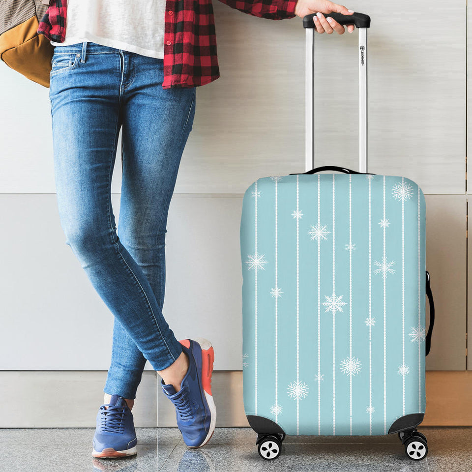 Snowflake Pattern Blue Stripe Background Cabin Suitcases Luggages