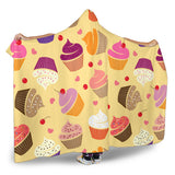 Cake Cupcake Heart Cherry Pattern Hooded Blanket