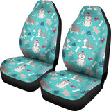 Christmas Cute Siberian Husky Puppie Pattern  Universal Fit Car Seat Covers