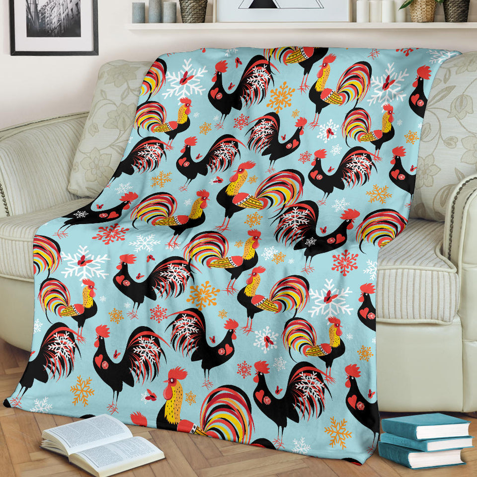 Rooster Chicken Cock Snowfalke Premium Blanket