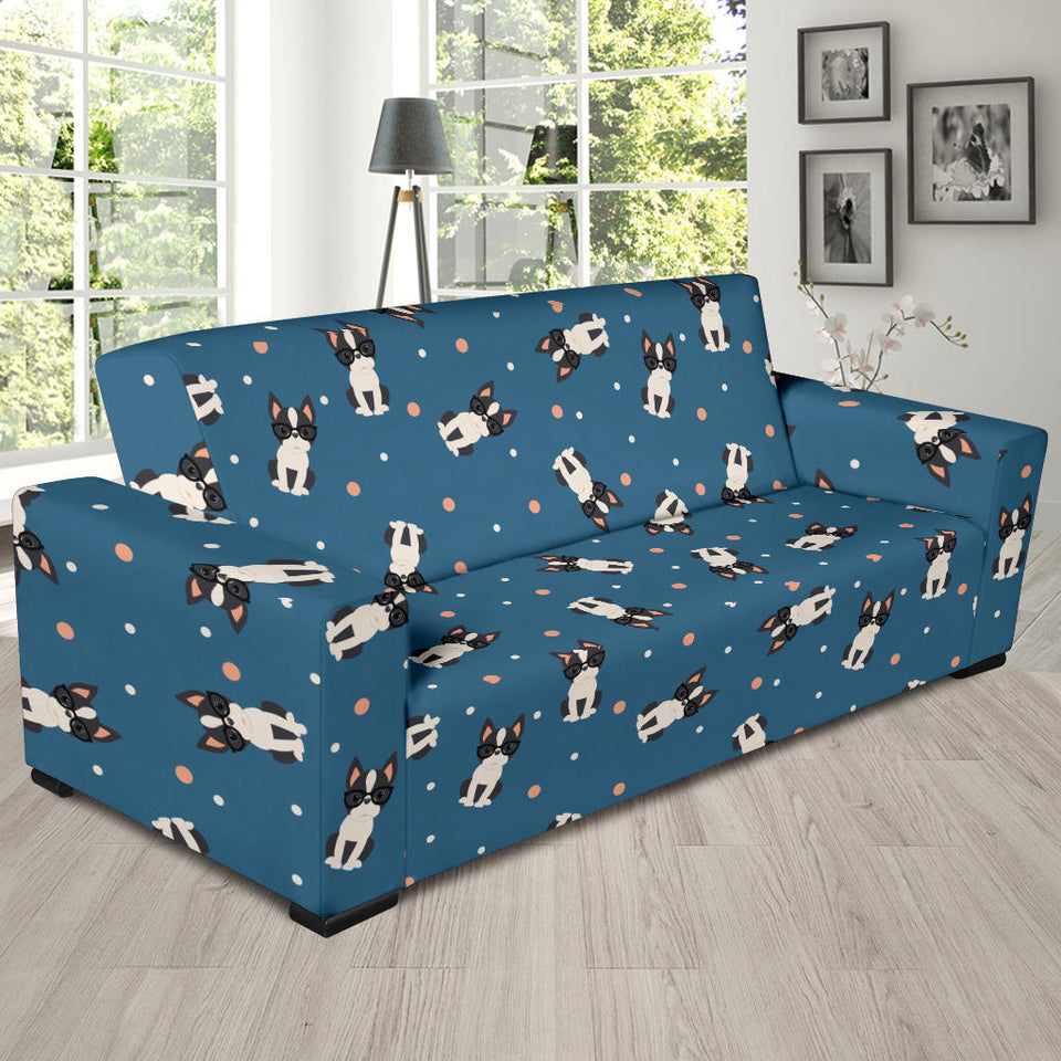 Cute Boston Terrier Dog Spattern Sofa Slipcover