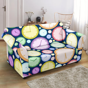 Colorful Clock Background Loveseat Couch Slipcover