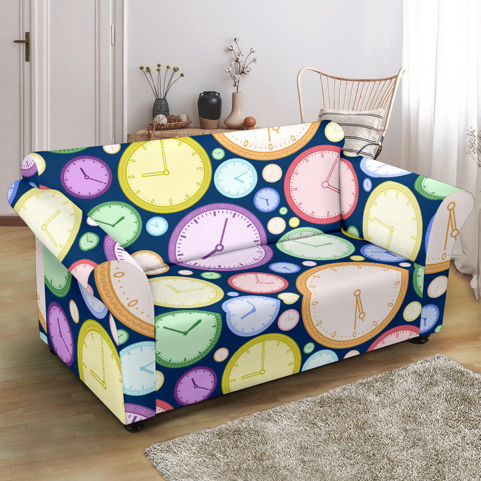 Colorful Clock Background Loveseat Couch Slipcover