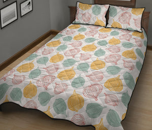 colorful onions white background Quilt Bed Set