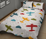 Airplane star cloud colorful Quilt Bed Set