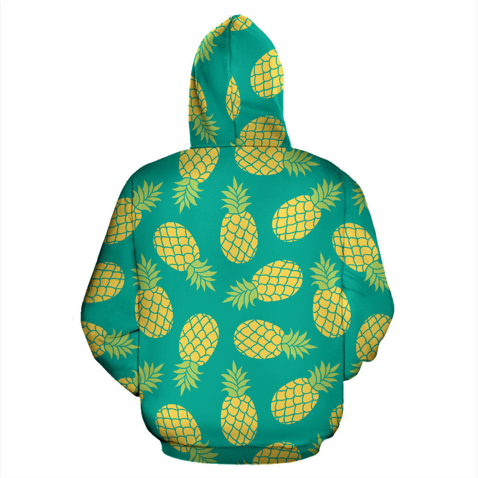 Pineapples Pattern Green Background Men Women Pullover Hoodie