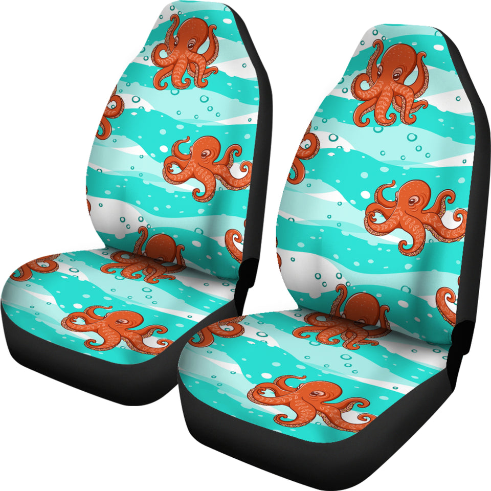 Octopuses Sea Wave Background Universal Fit Car Seat Covers