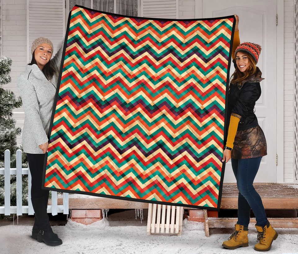 Zigzag  Chevron Colorful Pattern Premium Quilt