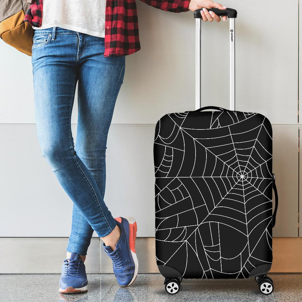 Spider Web Pattern Black Background White Cobweb Cabin Suitcases Luggages