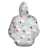 Airplane Cloud Grey Background Men Women Pullover Hoodie