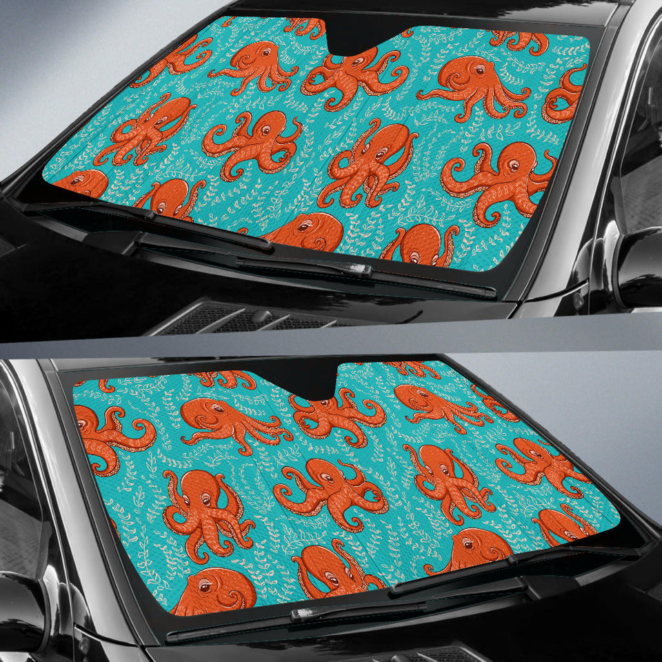 Octopus Turquoise Background Car Sun Shade