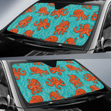 Octopus Turquoise Background Car Sun Shade