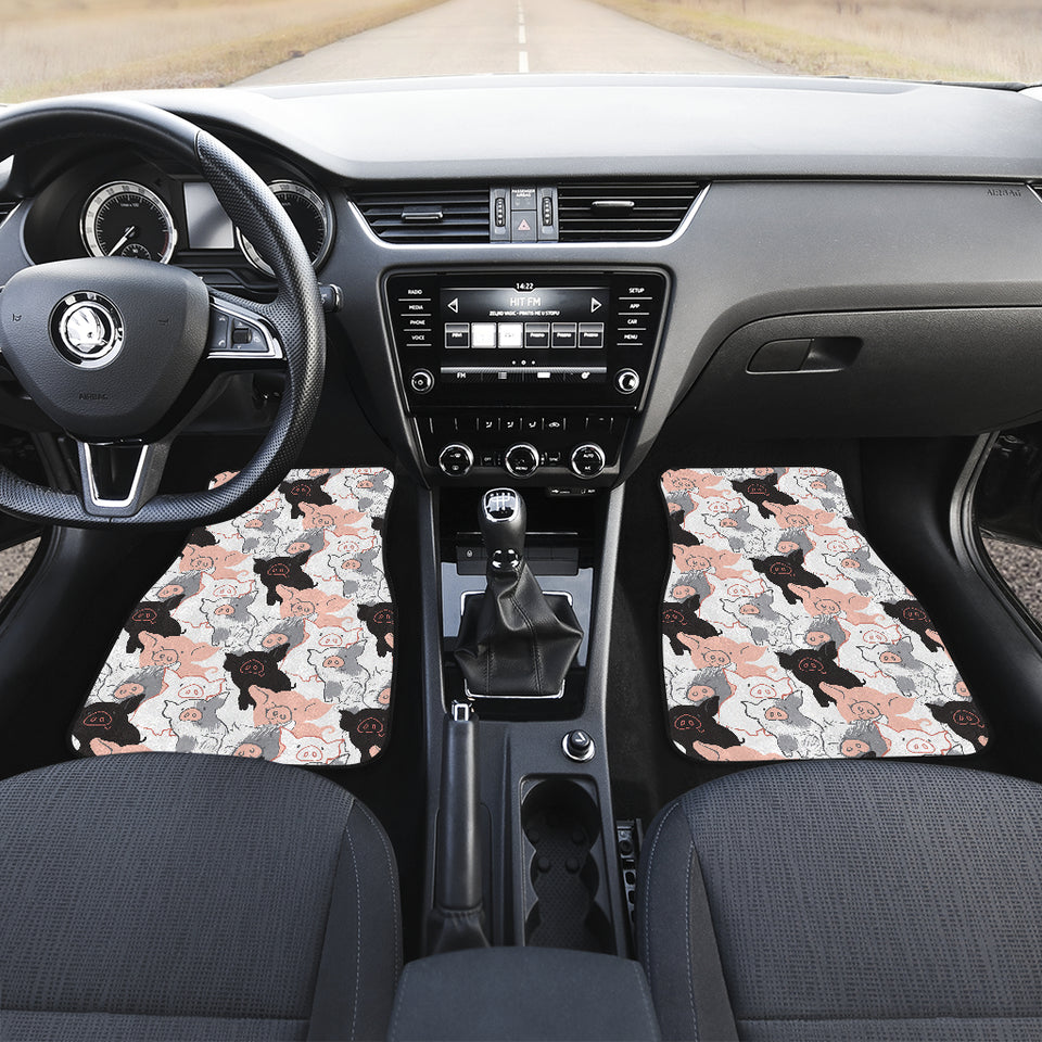 Pig Pattern Print Design 05 Front and Back Car Mats