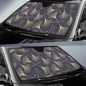 Gold Ginkgo Leaves Car Sun Shade