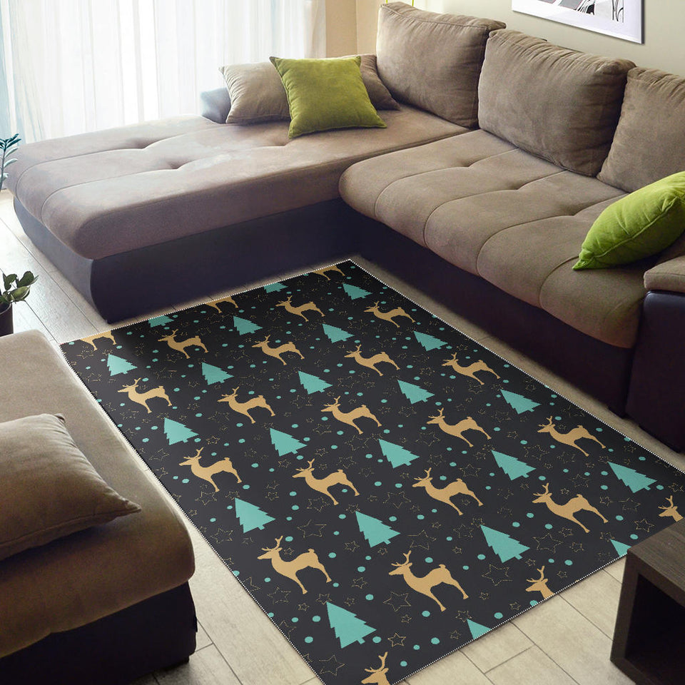 Deers Star Tree Pattern Area Rug