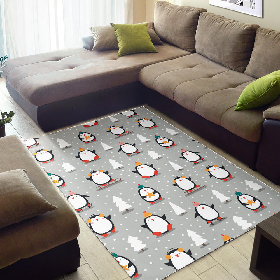 Cute Penguin Christmas Pattern Area Rug