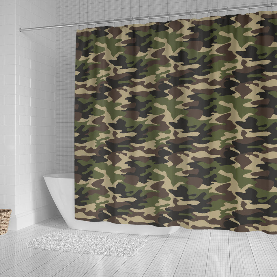 Dark Green Camo Camouflage Pattern Shower Curtain Fulfilled In US