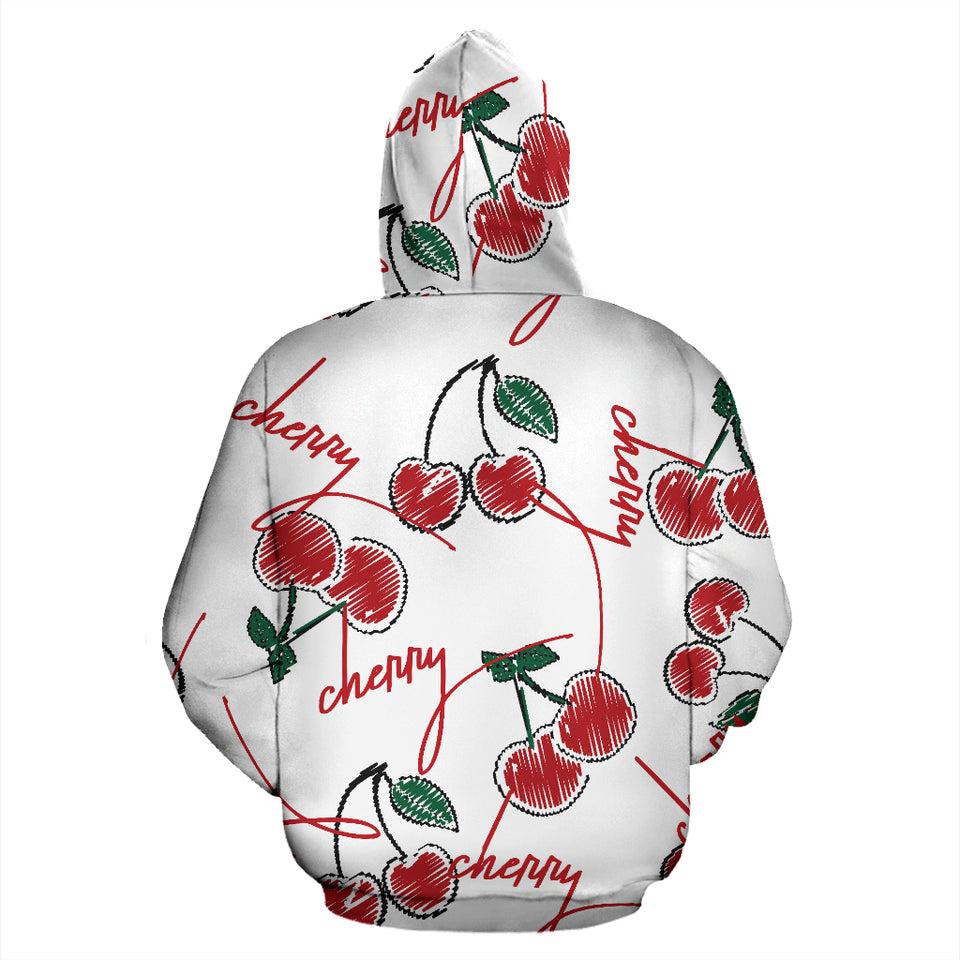 Hand Drawn Cherry Pattern Zip Up Hoodie