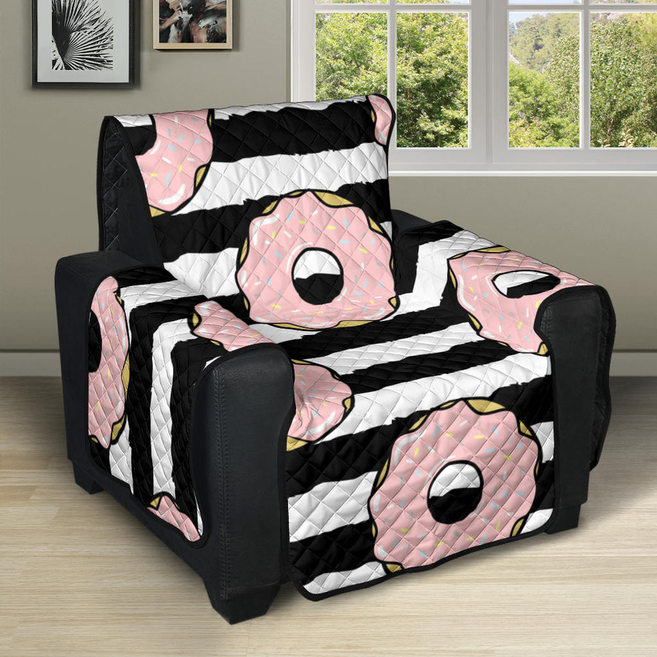 Donuts pink icing striped pattern Recliner Cover Protector