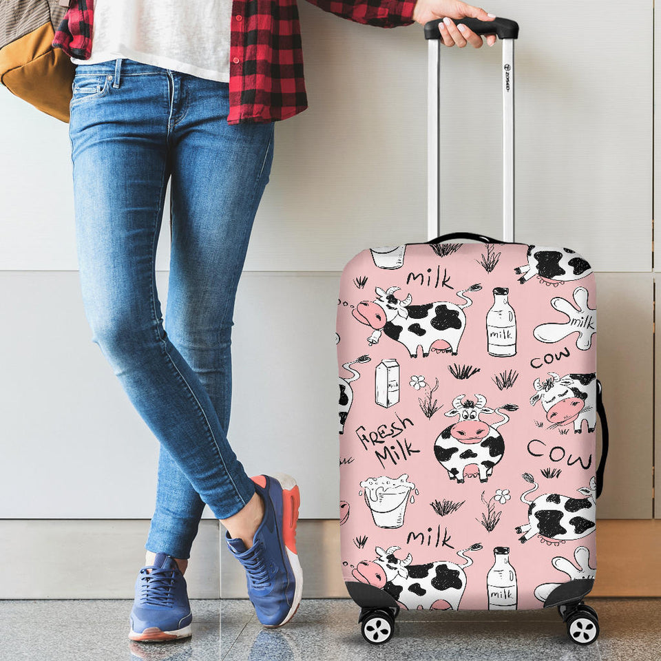 Cows Milk Product Pink Background Luggage Covers