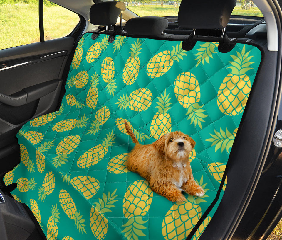 Pineapples Pattern Green Background Dog Car Seat Covers