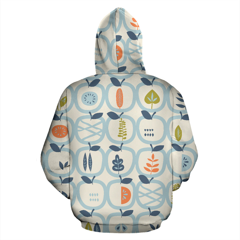 Apples Leaves Pattern Zip Up Hoodie