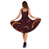 Boomerang Australian Aboriginal Ornament Circle Black Background Sleeveless Midi Dress