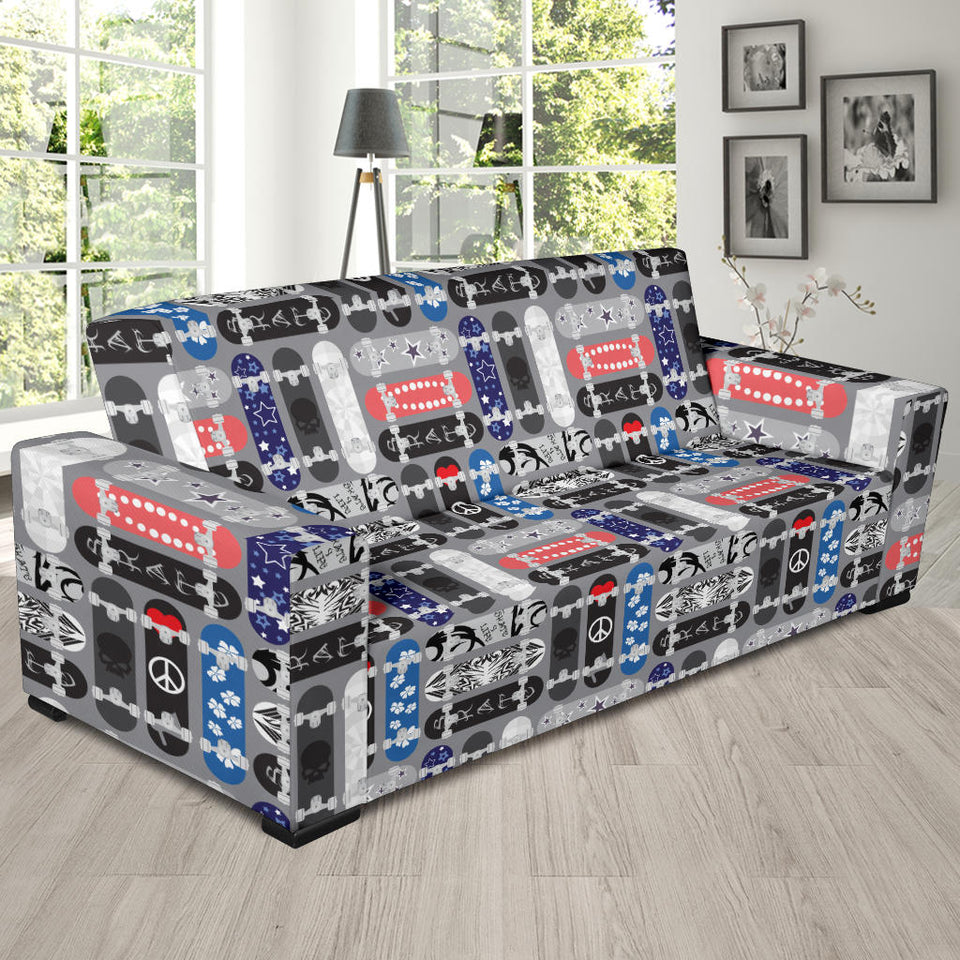 Skate Board Pattern Print Design 04  Sofa Slipcover