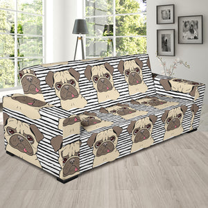Happy Pug Pattern Sofa Slipcover