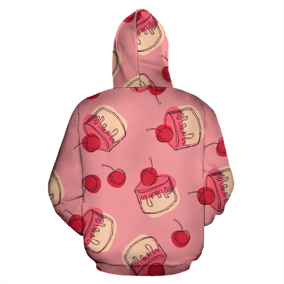 Cake Cherry Pattern Zip Up Hoodie