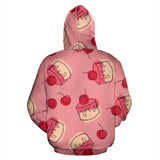 Cake Cherry Pattern Zip Up Hoodie