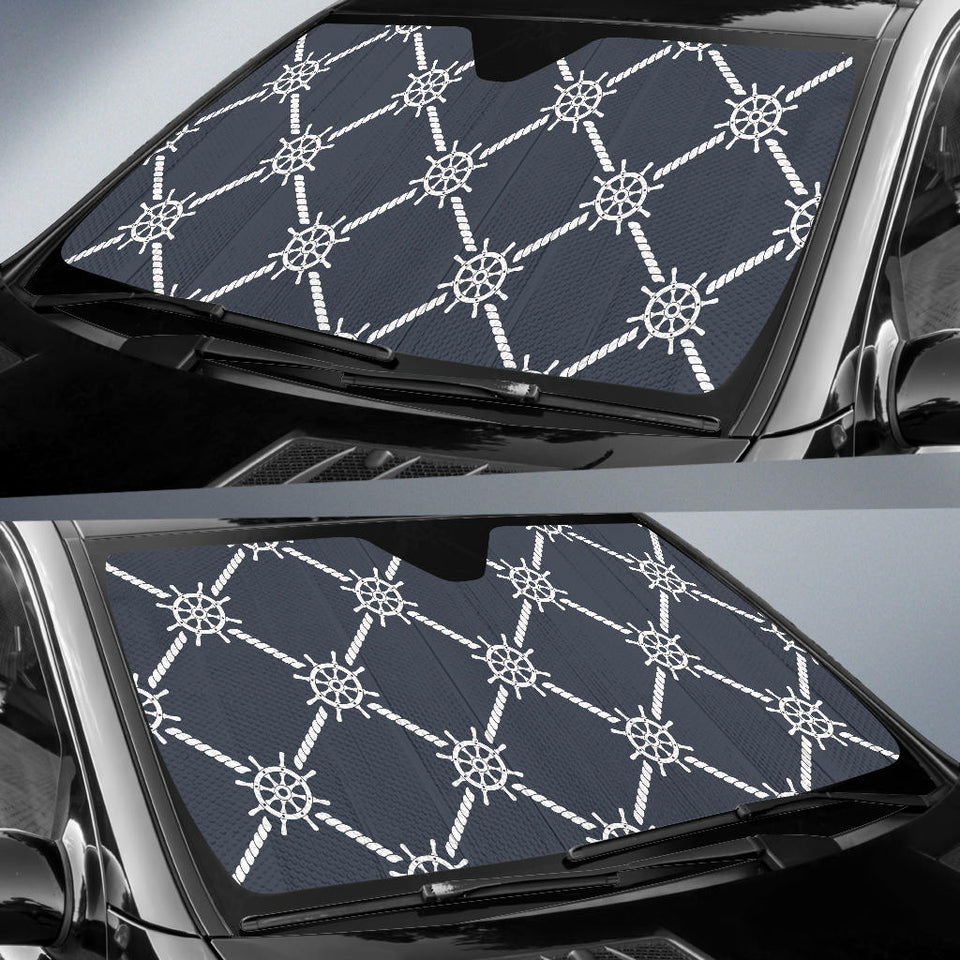 Nautical Steering Wheel Rope Pattern Car Sun Shade