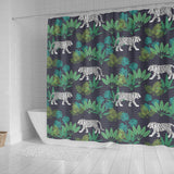 White Bengal Tigers Tropical Plant Shower Curtain Fulfilled In US