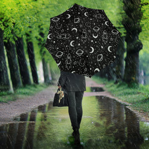 Hand Drawn Space Rocket Star Planet Umbrella