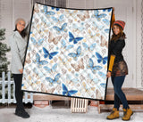 Blue Butterfly Pattern Premium Quilt