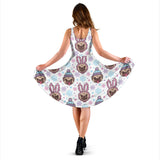Cute Pug Hat Rabbit Costume Pattern Sleeveless Midi Dress