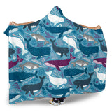 Whale Design Pattern Hooded Blanket