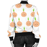 Cute Onions Smiling Faces Women'S Bomber Jacket