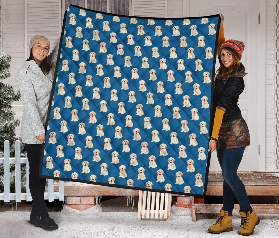 Golden Retriever Pattern Print Design 03 Premium Quilt