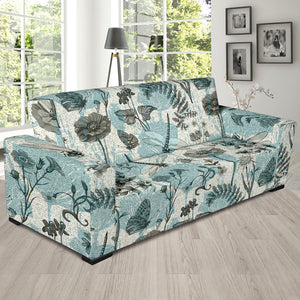 Dragonfly Butterfly Plants Insect Flower Vintage Style Pattern Sofa Slipcover