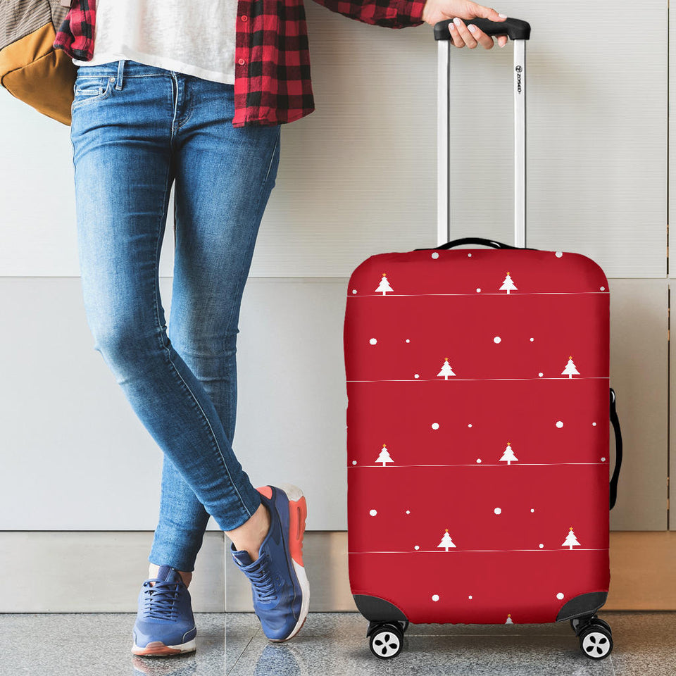 Christmas Tree Star Snow Red Background Luggage Covers