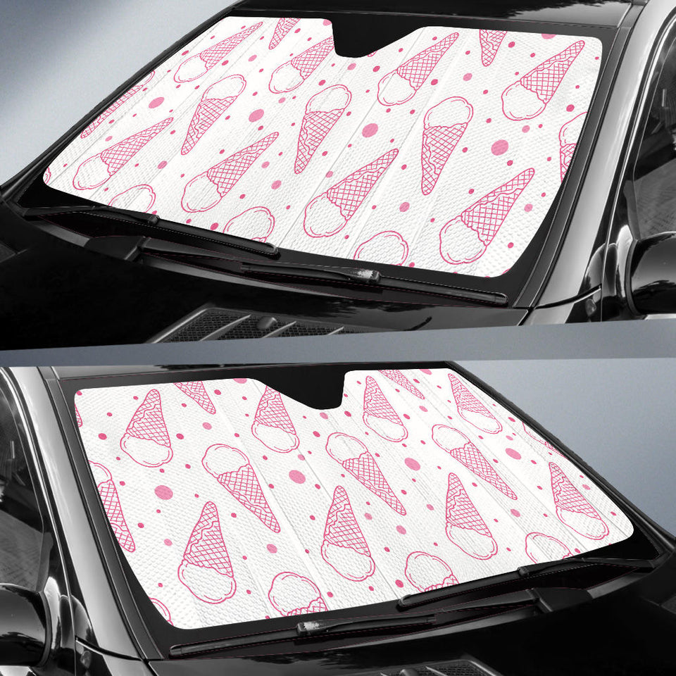 Hand Drawn Ice Cream Pattern Car Sun Shade