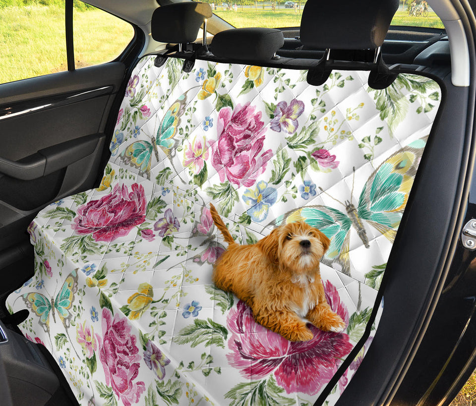 Hand Drawn Butterfly Rose Dog Car Seat Covers